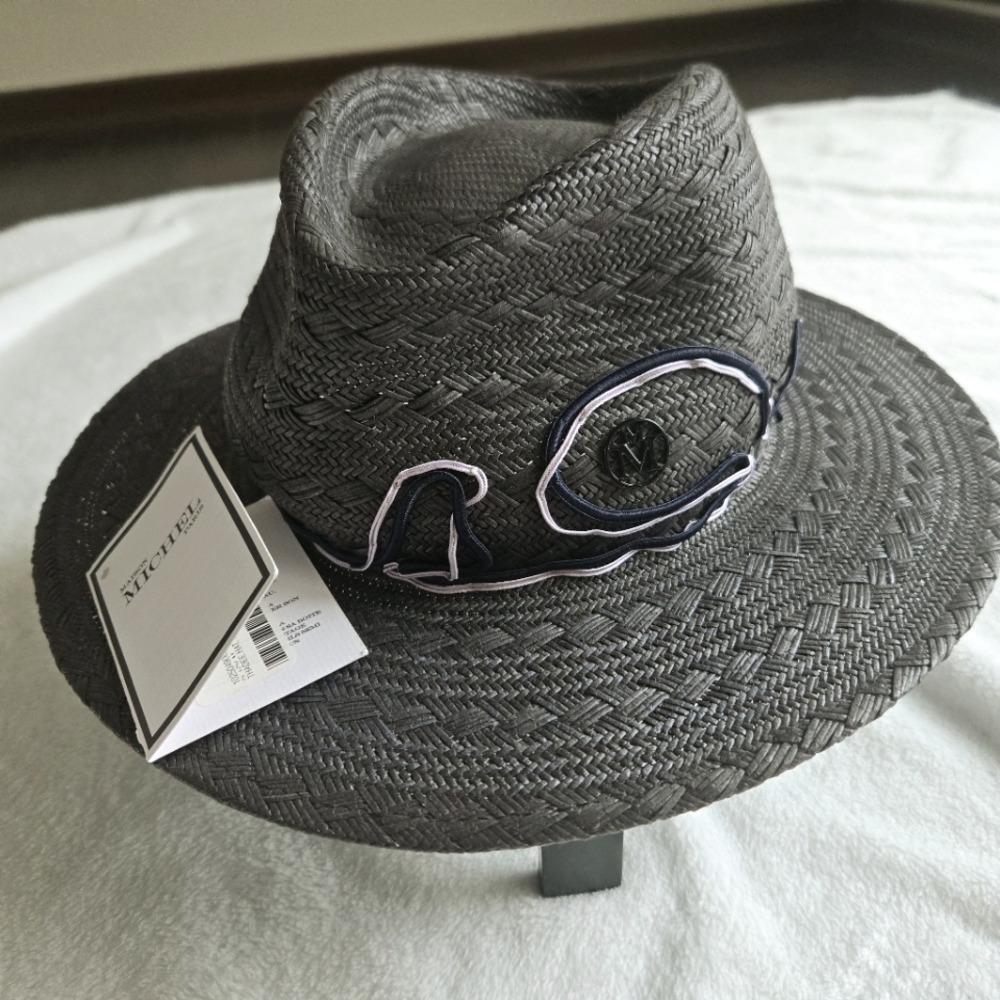 NWT Maison Michel black Thadee straw hat